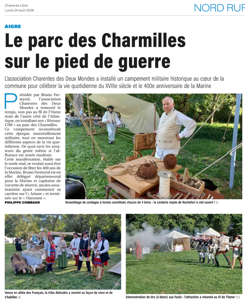Article Charente Libre du 24 août 2026 : Le parc des Charmilles sur le pied de guerre